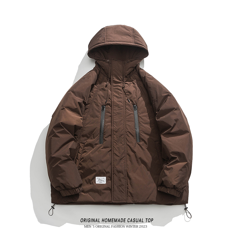 TIRED潮牌复古连帽羽绒服冬季情侣90白鸭绒保暖外套宽松休闲棉服