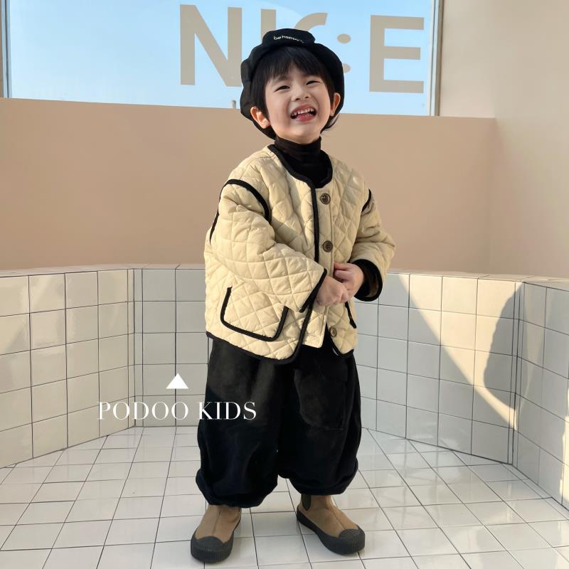 男童韩版保暖棉衣洋气新款绗棉菱格棉服外套加绒加厚保暖棉裤套装