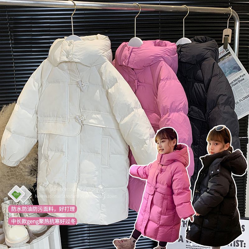 女童冬季棉衣2023新款韩版外套过膝加厚宽松棉服中大童棉袄潮款