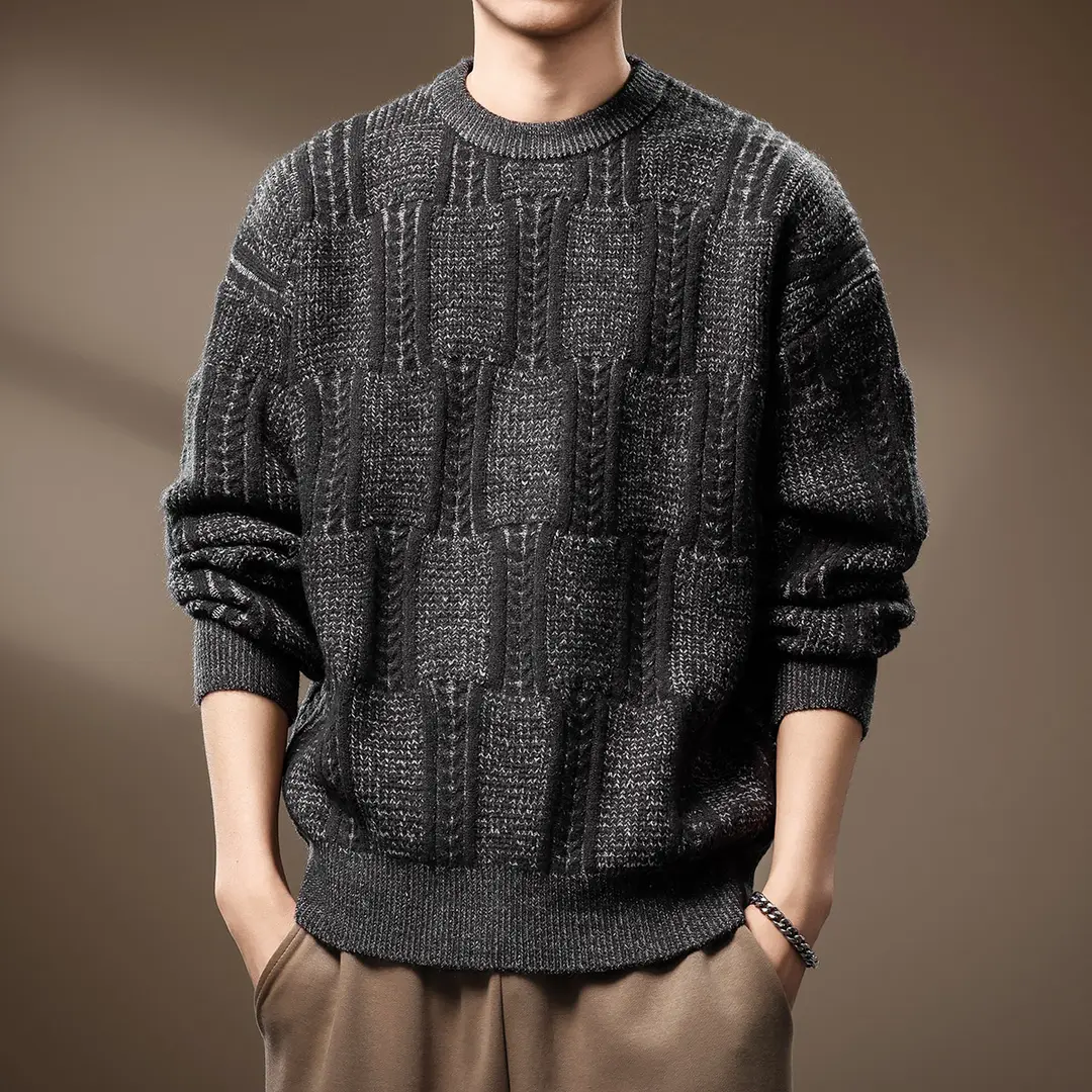 jeep吉普复古重磅毛衣男士秋冬宽松休闲慵懒风针织衫加厚毛线衣男