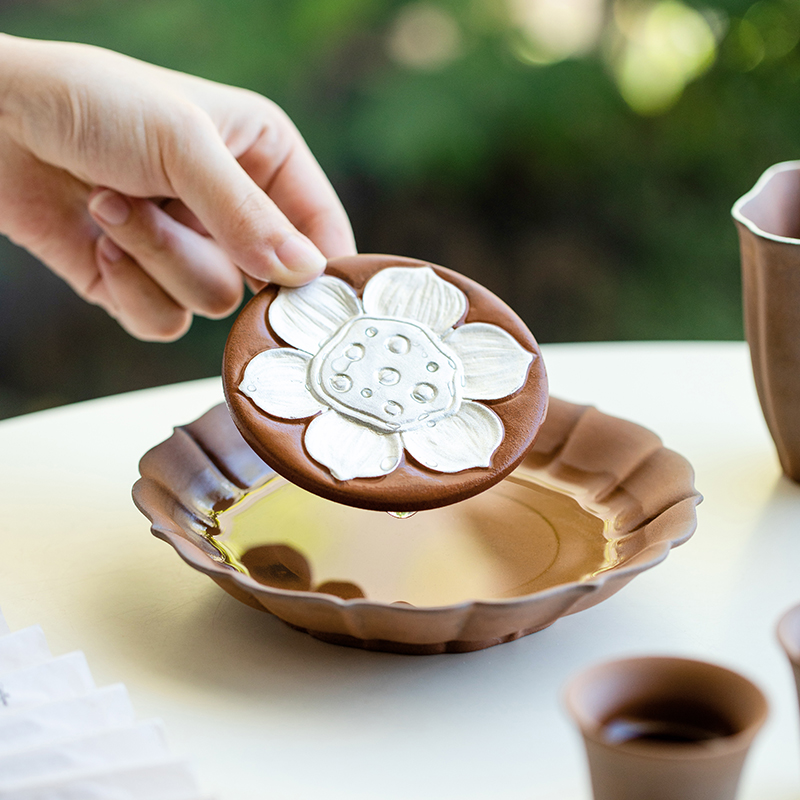 德白老岩泥心经描银陶瓷壶承茶盘中式复古干泡台茶托功夫茶具零配
