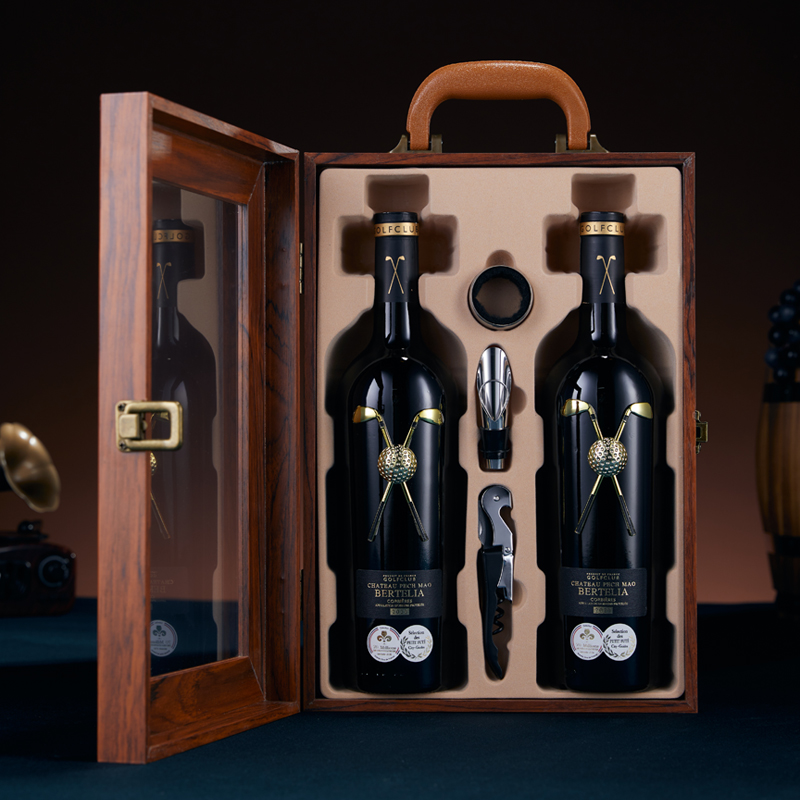 【玛莎酒庄】柏特利雅高尔夫俱乐部干红14.5度2支木纹礼盒买六送一