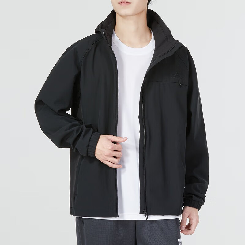 Adidas阿迪达斯男运动服加绒外套连帽梭织休闲夹克HP1414