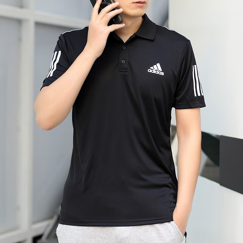 阿迪达斯运动短袖男正品翻领休闲训练速干半袖POLO健身T恤 DU0848