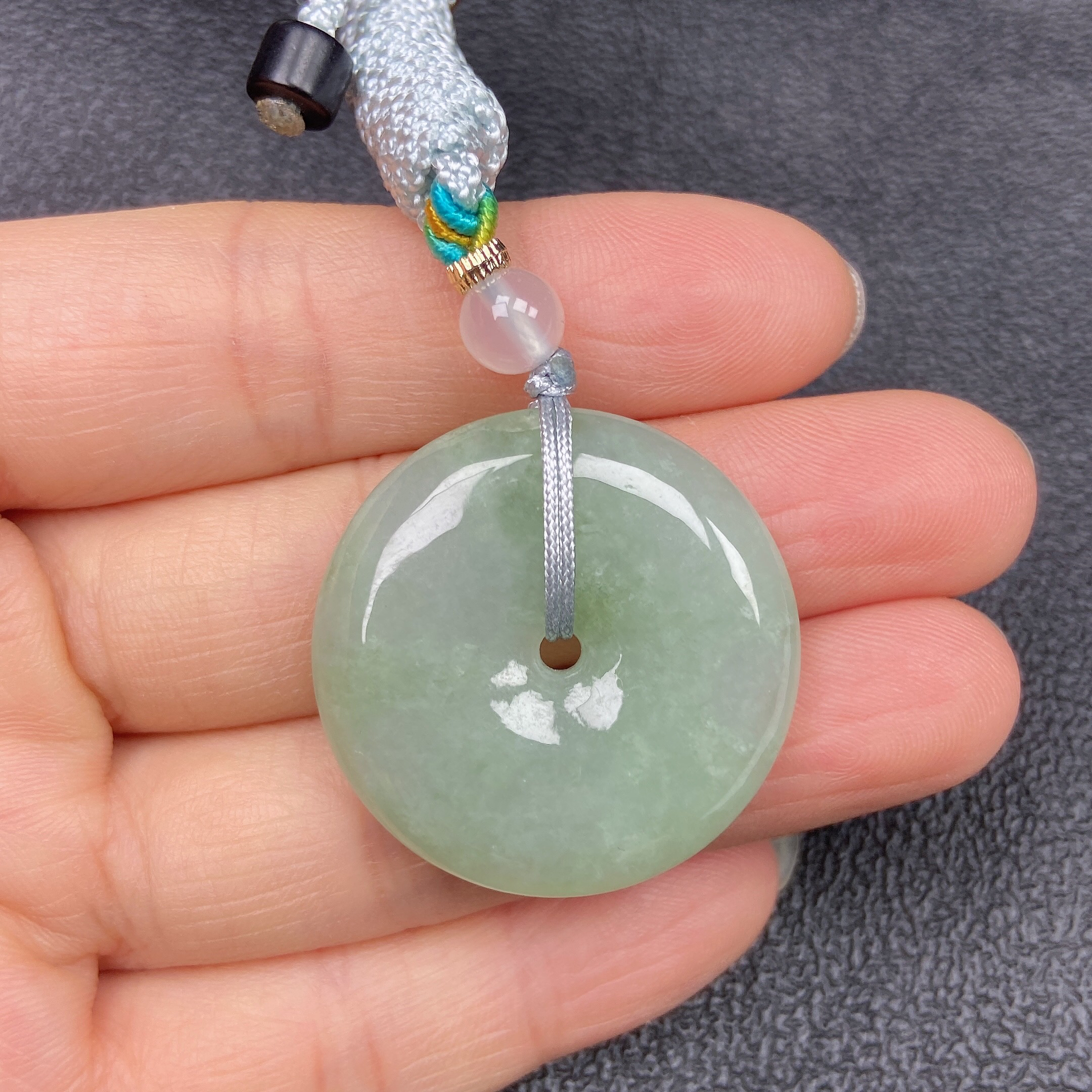 缅甸天然翡翠a货平安扣挂坠29.7×6.1mm