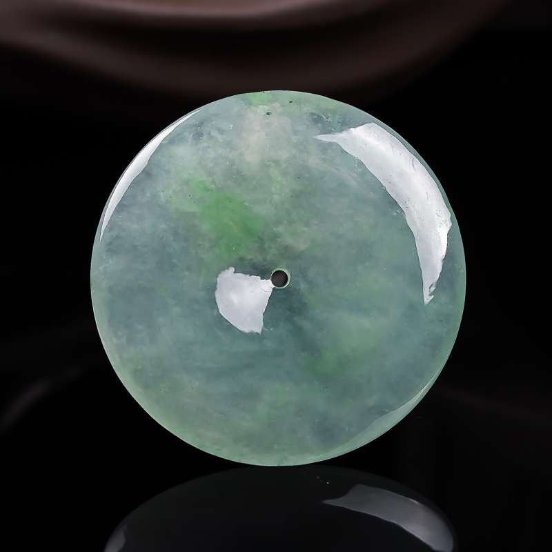 天然缅甸翡翠冰绿平安扣 尺寸39.5-5.5