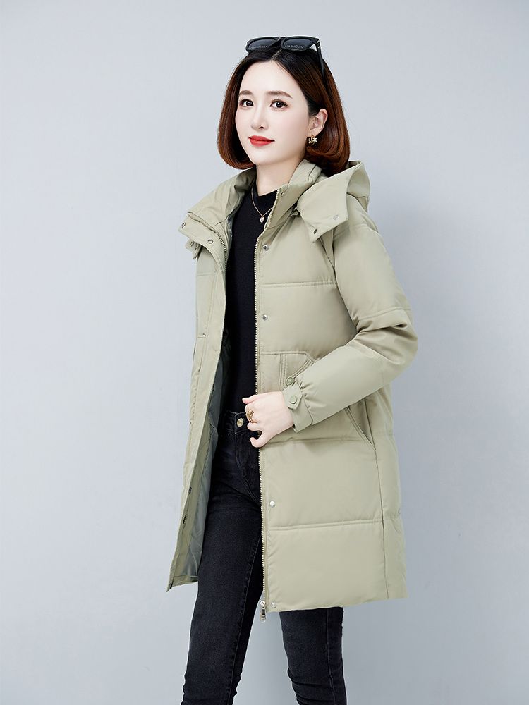 鸭鸭新款2023登丝波羽绒服女中老年妈妈装洋气中长款显瘦保暖外套