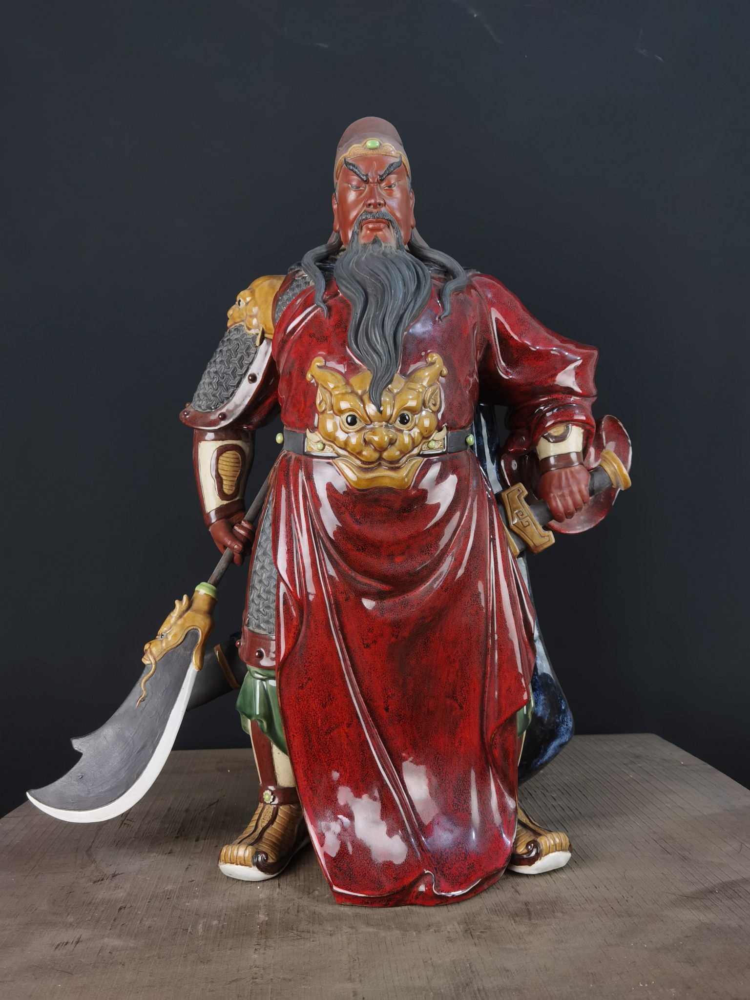 陶瓷瓷器关羽关公关云长关二爷武财神长50厘米宽28厘米高70厘米