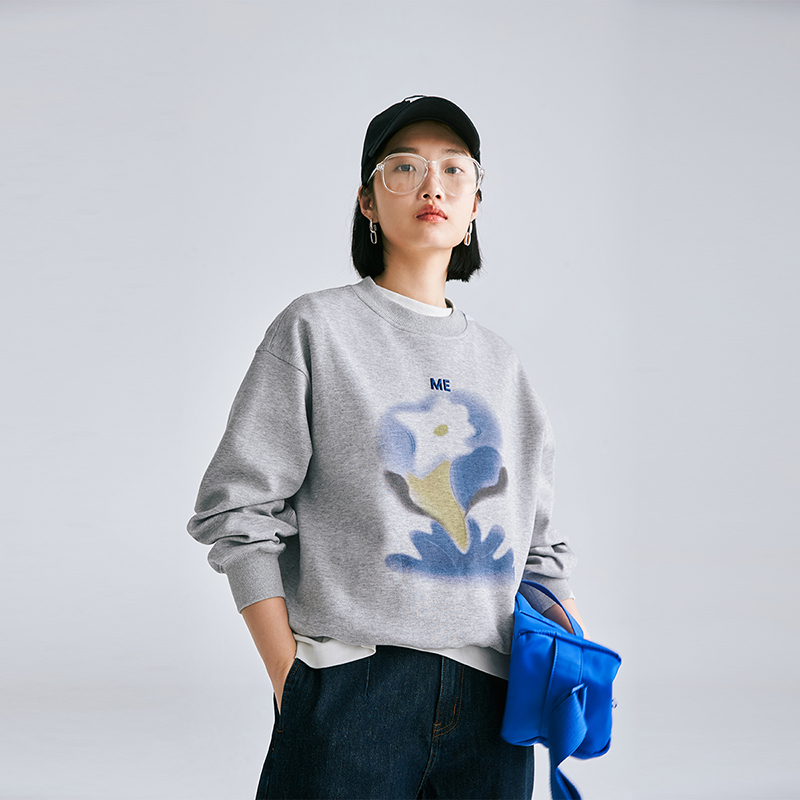 CLOUDSPACE/云上生活「抽象印花」卫衣女宽松圆领秋季