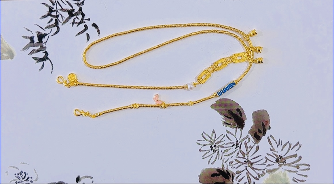 特惠活动款【赛菲尔精品】足金古法珐琅万能双耳项链百搭黄金