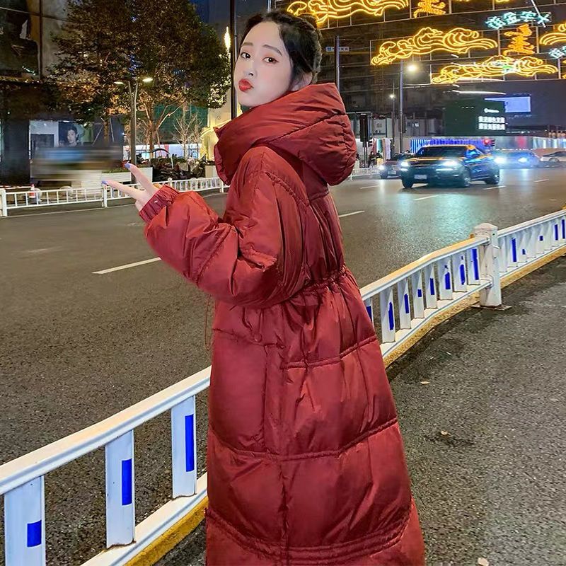 2023新款韩版白鸭绒羽绒服女长款过膝加厚保暖宽松时尚外套潮