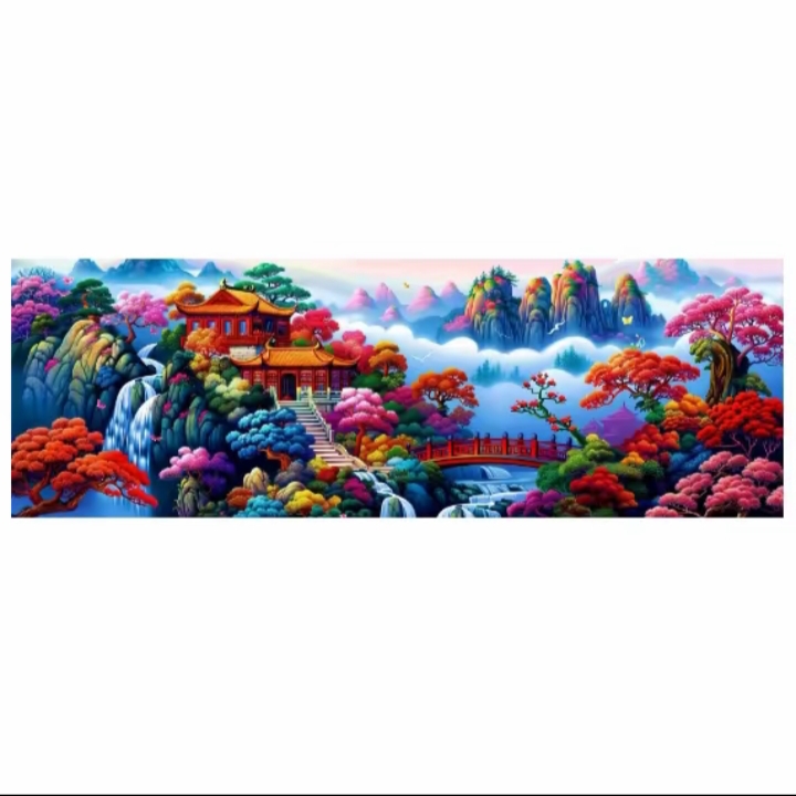 （1600）鸿运神州十字绣290*100大格满绣无勾边