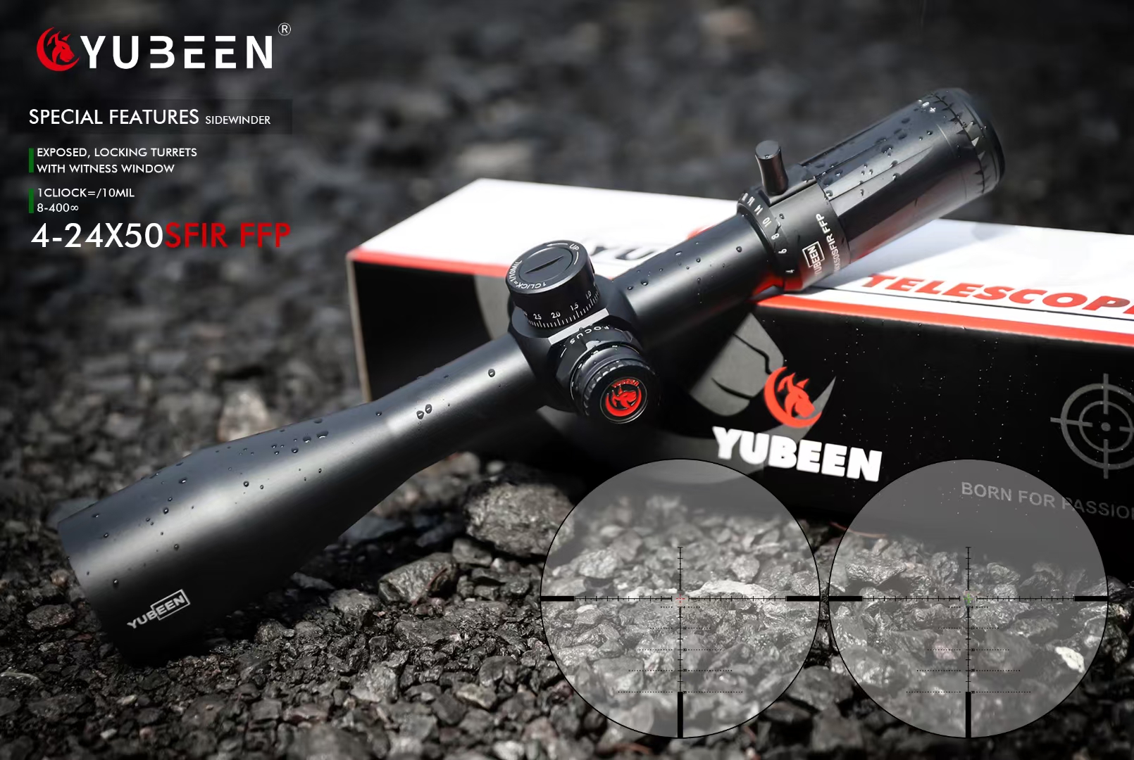 驭兵4-24×50FFP 前置高清抗震单筒望远镜带红绿灯测调焦抗震螺钉