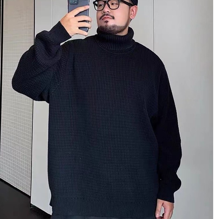 300斤大码男装胖子秋冬高领打底毛衣加肥加大宽松针织衫套头毛衣