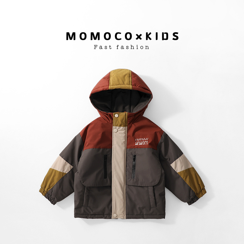 MOMOCO2023儿童冲锋衣童装连帽冬季拼接冲锋衣76430114204