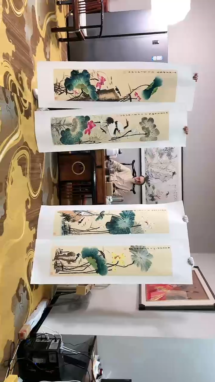 【闪购商品】书法张恒禄花鸟四条屏