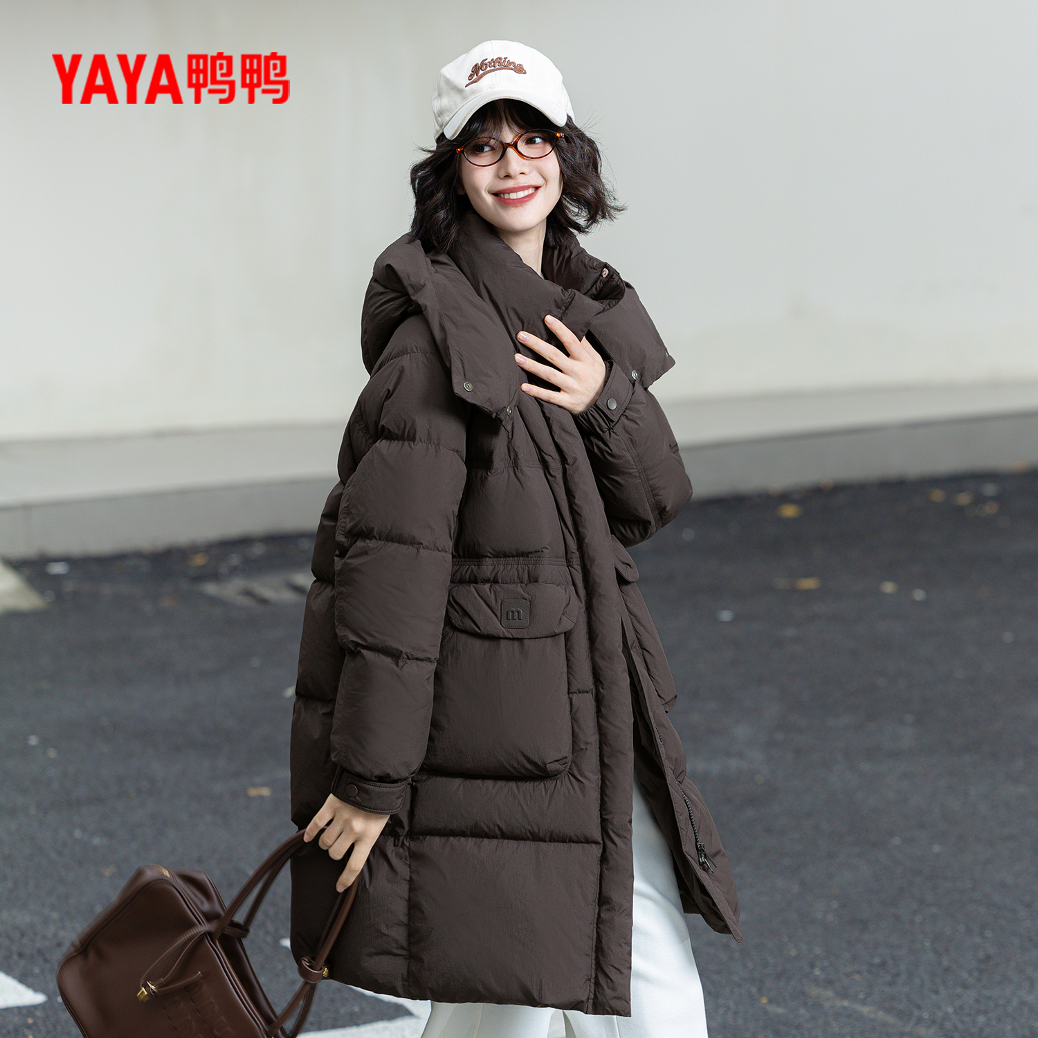 鸭鸭2025年冬季新款时尚90绒加厚休闲百搭韩版长款保暖羽绒服