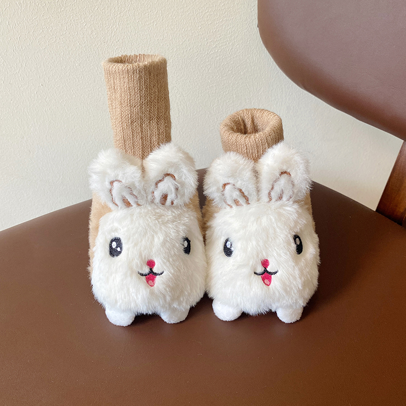 鞋袜婴儿男女宝宝秋冬季不掉保暖加绒6到12个月毛毛鞋1岁布底脚套