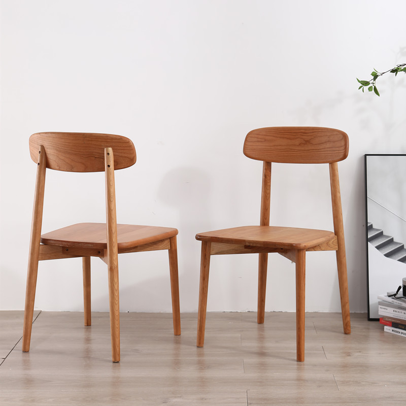 【瓦力椅座椅家用】北欧樱桃木餐椅凳子椅子日式纯实木靠背书桌餐椅