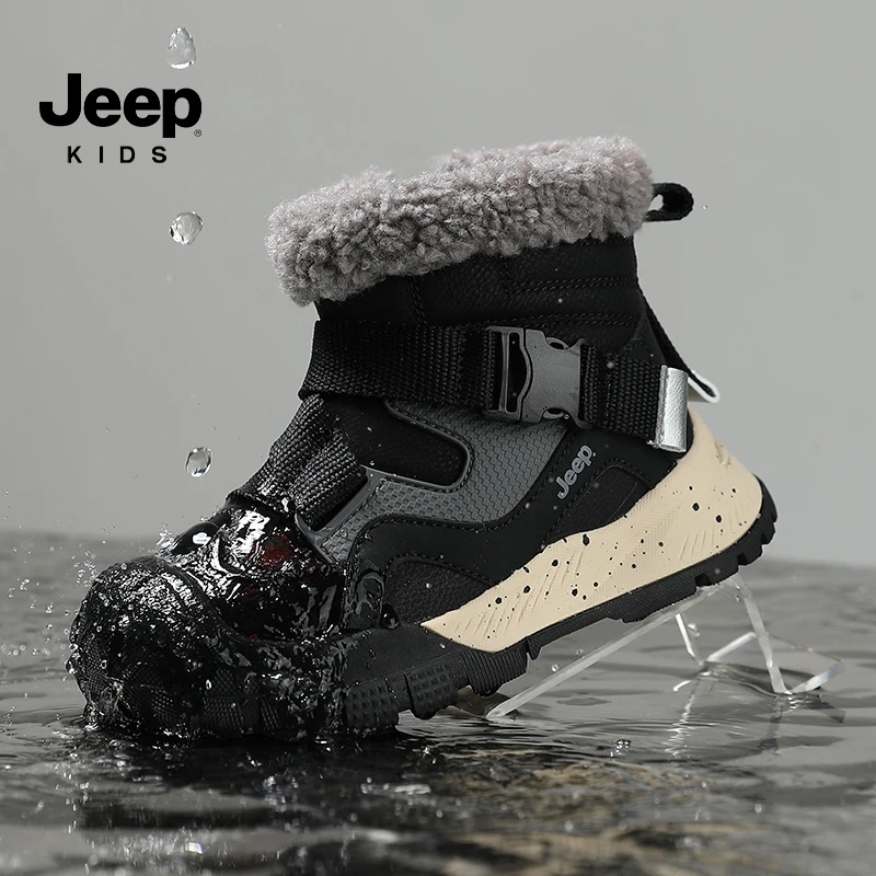 JEEP/吉普童鞋冬季高帮2024新款雪地靴男女童防滑户外保暖大棉鞋