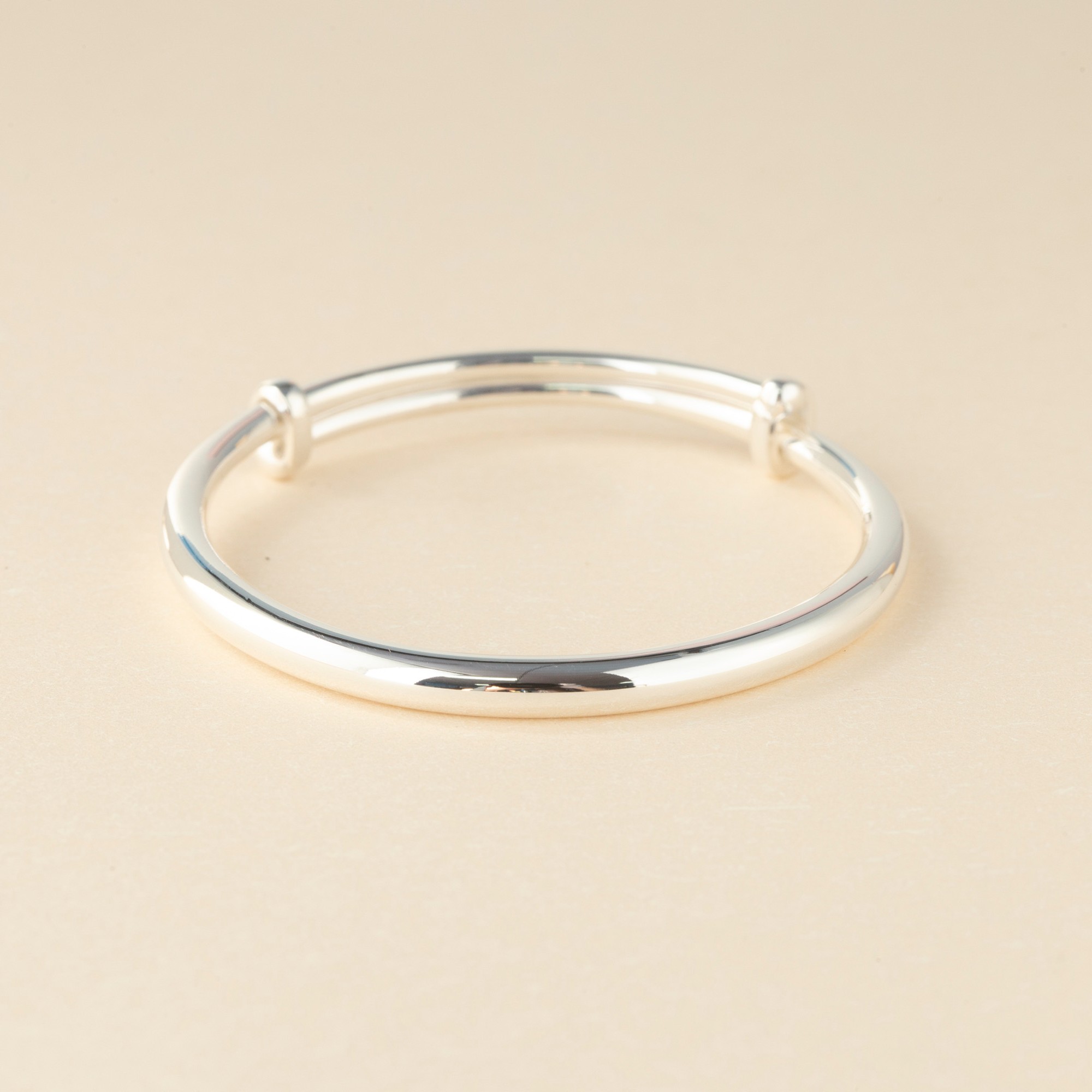 君派 足银手镯 【中童清平乐】亮面足银9999实心推拉简约清平乐百搭