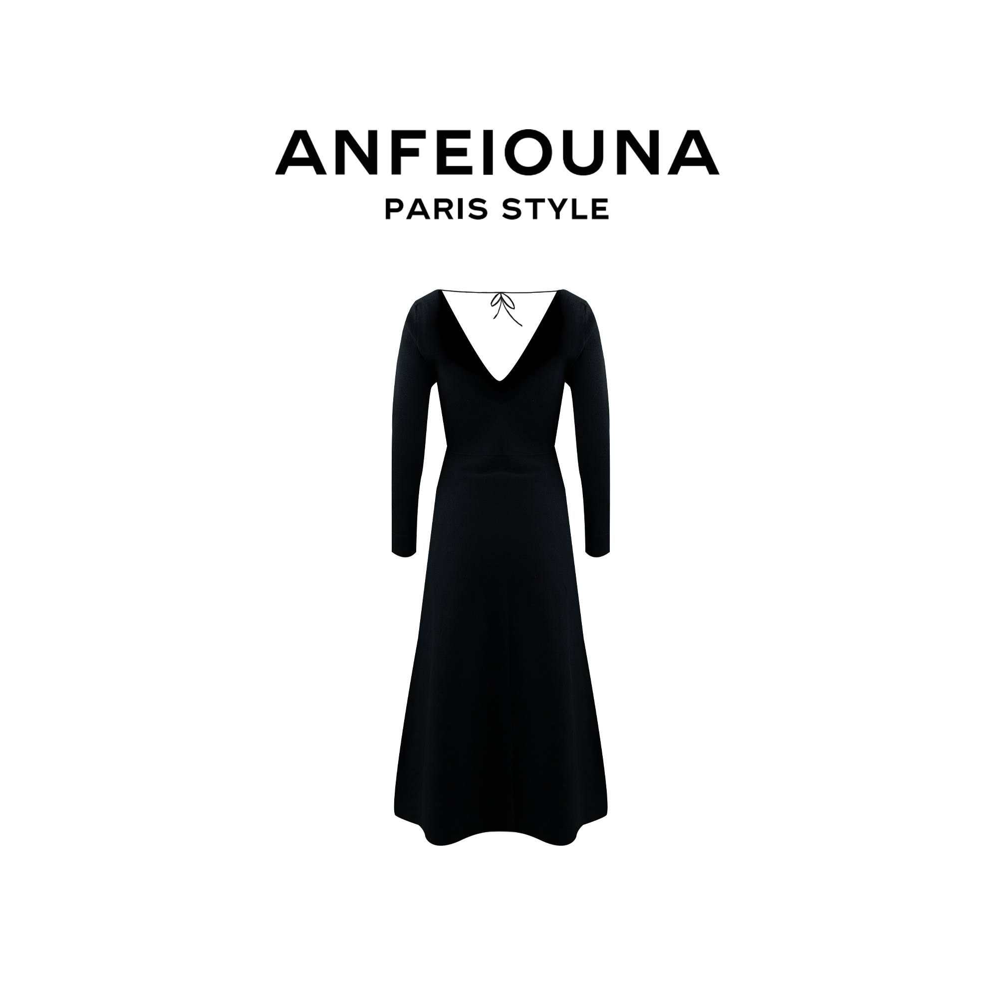 2025新款设计感小众V领性感挂脖系带连衣裙长裙1077