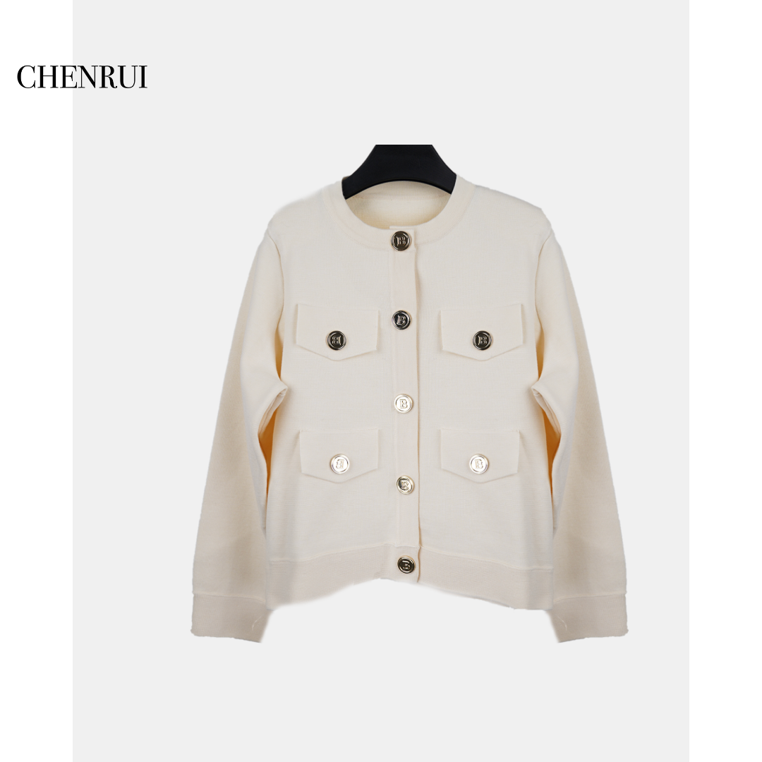 2025新款显瘦百搭时尚百搭减龄短款女士针织开衫9676