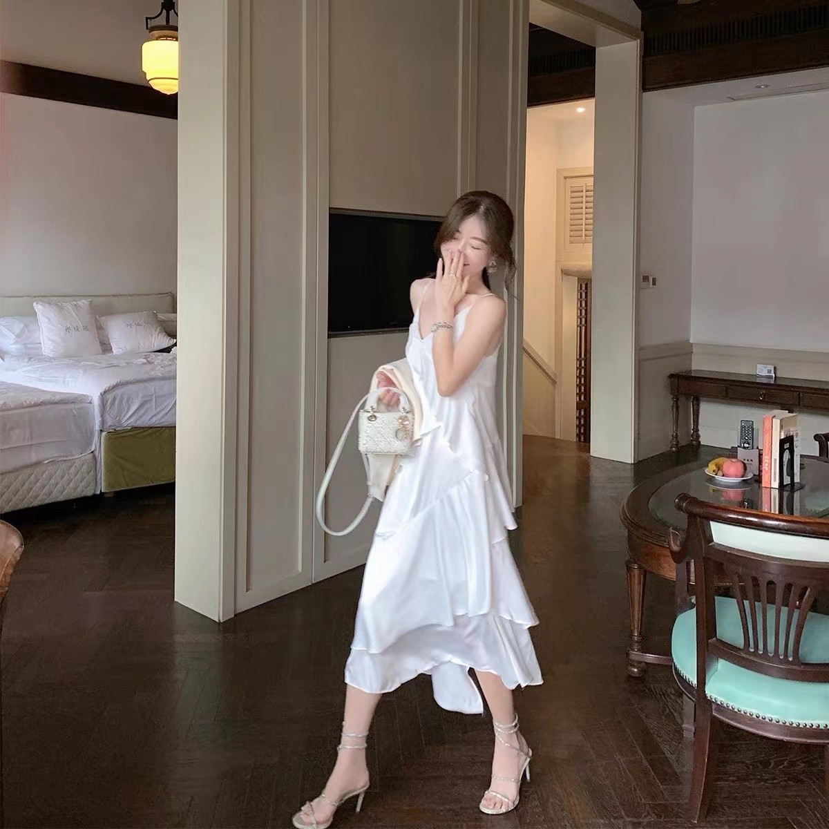 2024新款冰朗姆吊带连衣裙3206