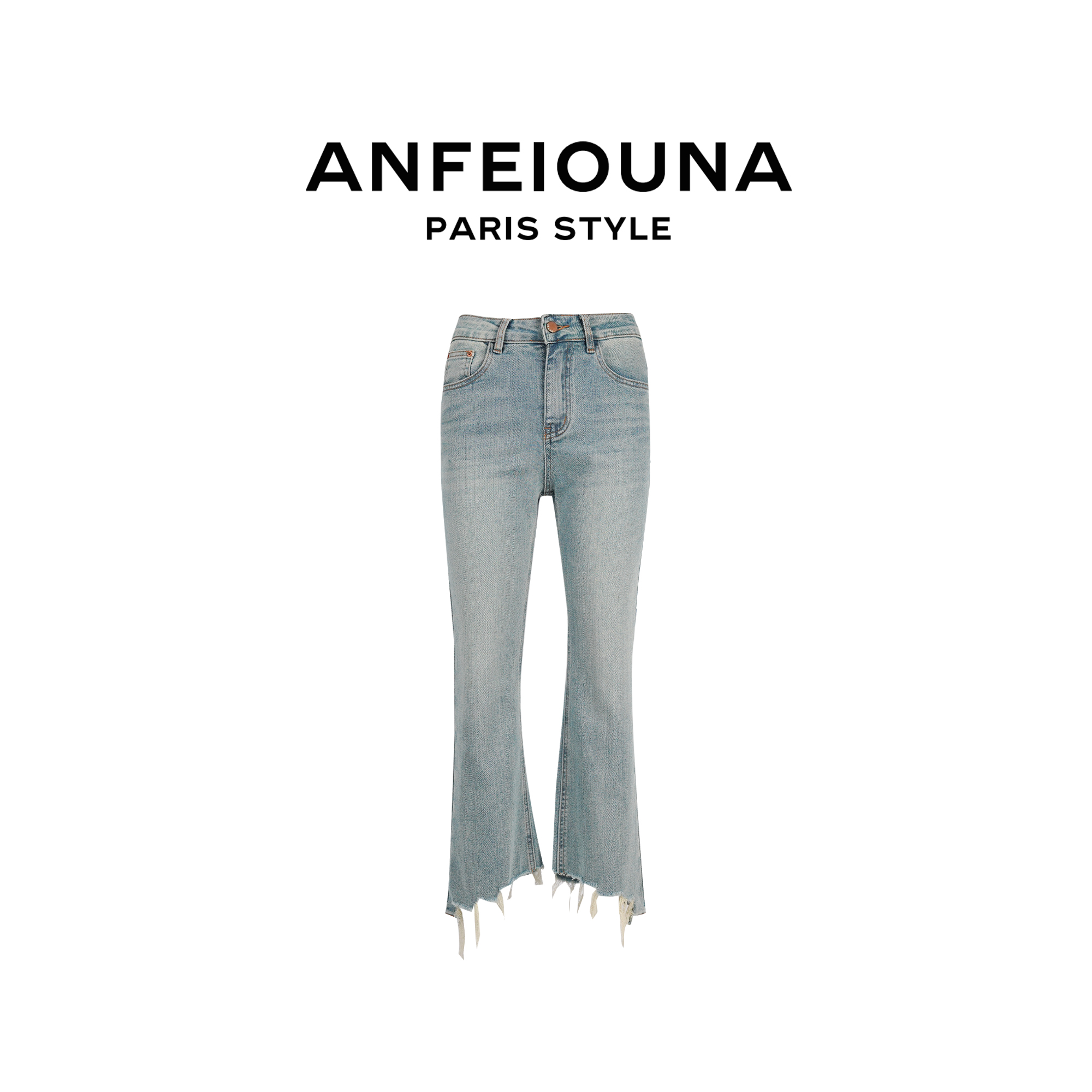 2025新款春夏浅色毛边软牛仔裤子 女士1113