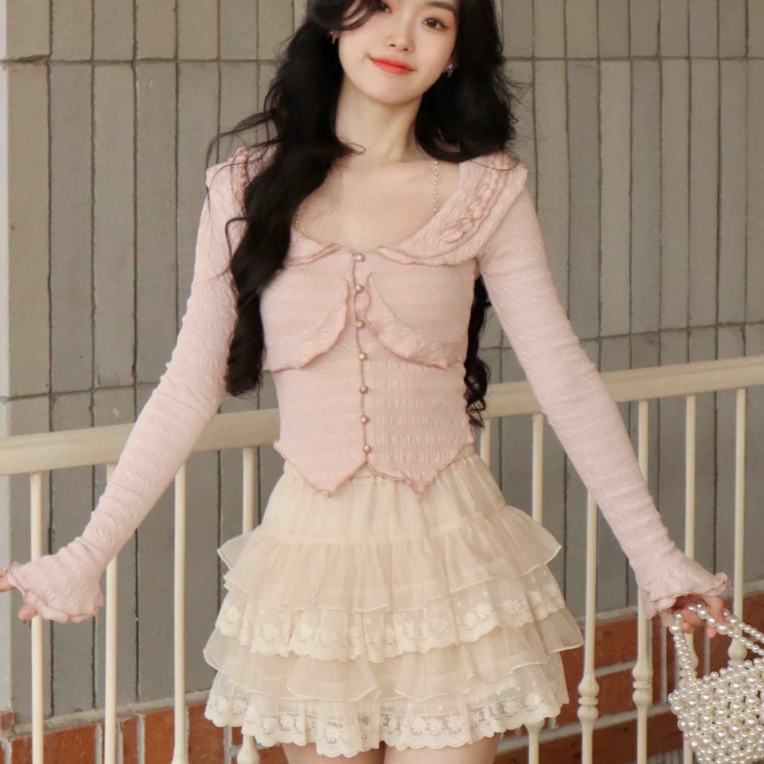 2024年新款芭蕾风蛋糕蓬蓬裙穿搭一字肩上衣半身裙短款半身蓬蓬裙