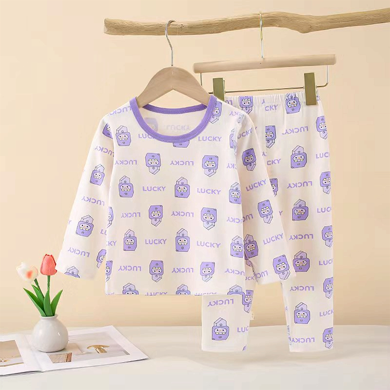 儿童睡衣中小童秋衣秋裤套装纯棉内衣宝宝家居服睡衣打底春秋薄款