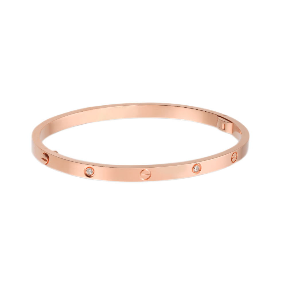 99新 Cartier/卡地亚 LOVE系列 全圈口 经典玫瑰金六钻窄版手镯