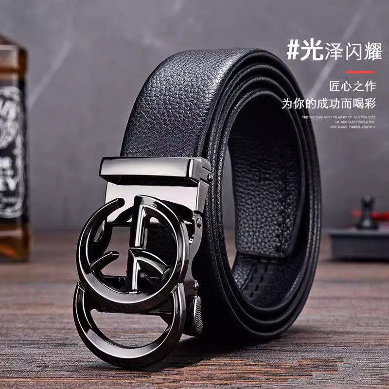 GERTOP山峰男士款皮带青年商务简约自动扣牛皮裤腰带新潮流礼盒装