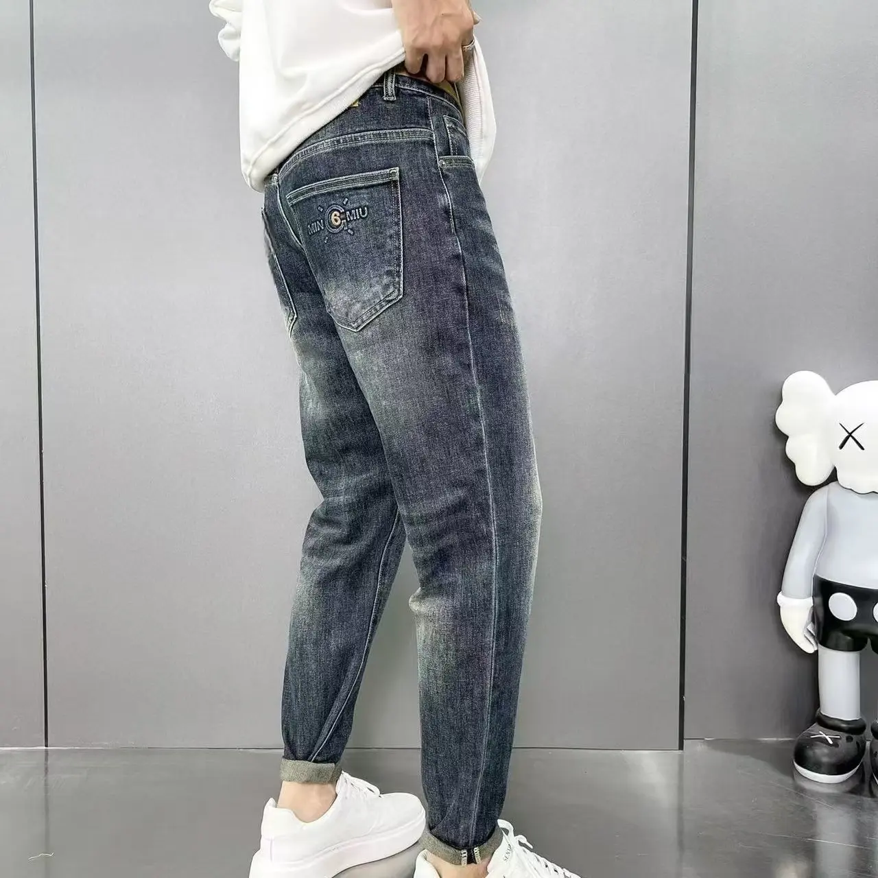 （200-400）男士牛仔裤水洗冬季加绒加厚时尚百搭韩版弹力牛仔裤