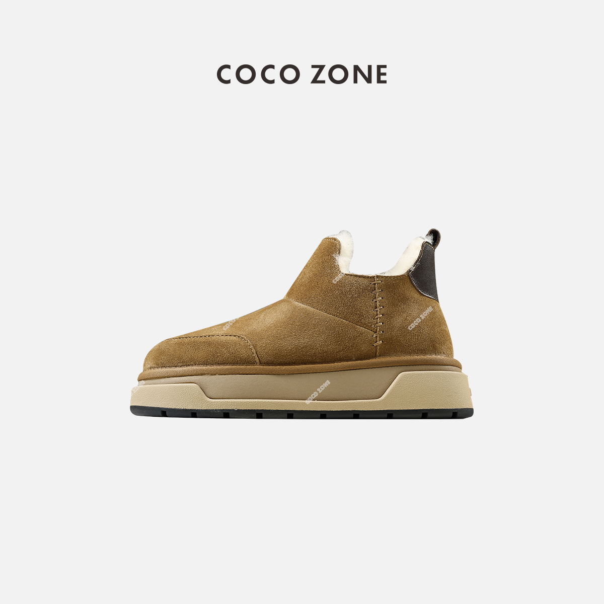 COCO ZONE 新款冬季皮毛一体鞋厚底时尚鞋子23C29927百搭