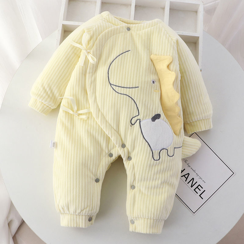 新生儿连体衣初生儿衣服宝宝蝴蝶衣和尚服加绒加厚秋冬哈衣i