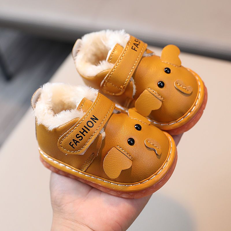 冬季婴幼儿叫叫鞋男女学步鞋0-1-2岁3卡通宝贝鞋软底加绒加厚棉鞋