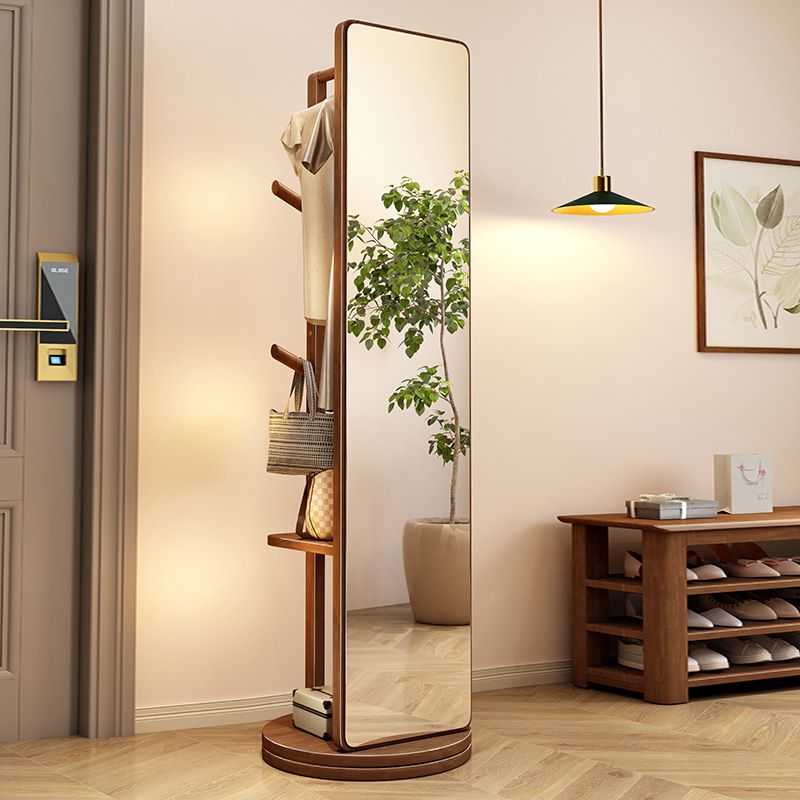【小扬哥推荐】实木穿衣镜全身镜家用可旋转挂衣架落地镜收纳架一