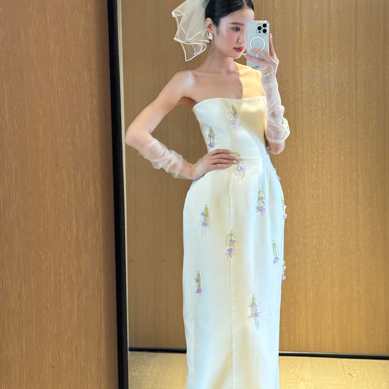 晨拍礼服女新娘法式高级感晚礼服轻奢小众成人礼宴会敬酒服连衣裙