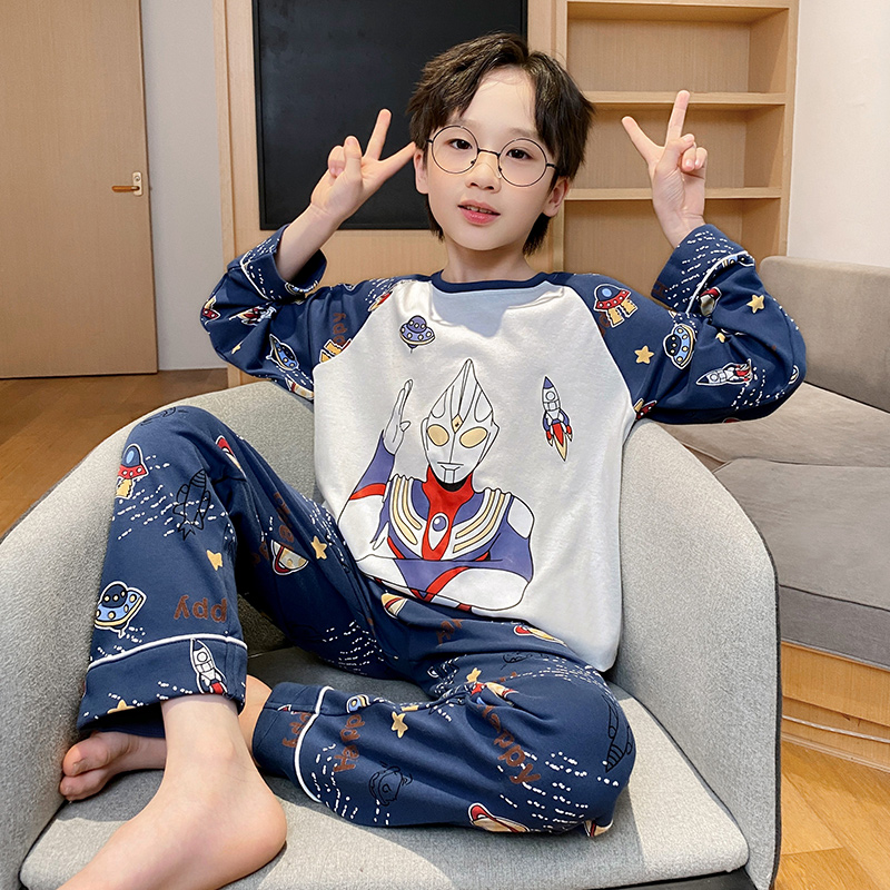 男童睡衣春秋季卡通长袖套装儿童男孩青少年中大童家居服2023新款