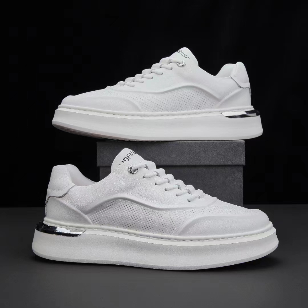 2023新款潮流轻奢真皮小白鞋厚底轻盈时尚休闲百搭高档透气板鞋