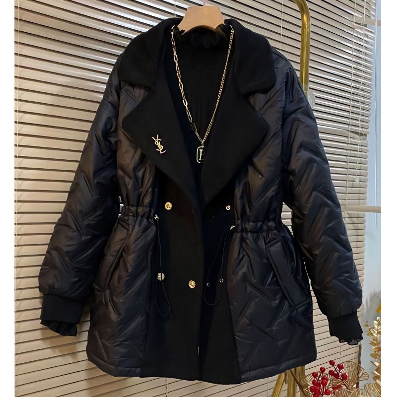 胖mm大码女装2023秋冬新款显瘦羽绒服口袋时尚棉服外套女穿搭潮