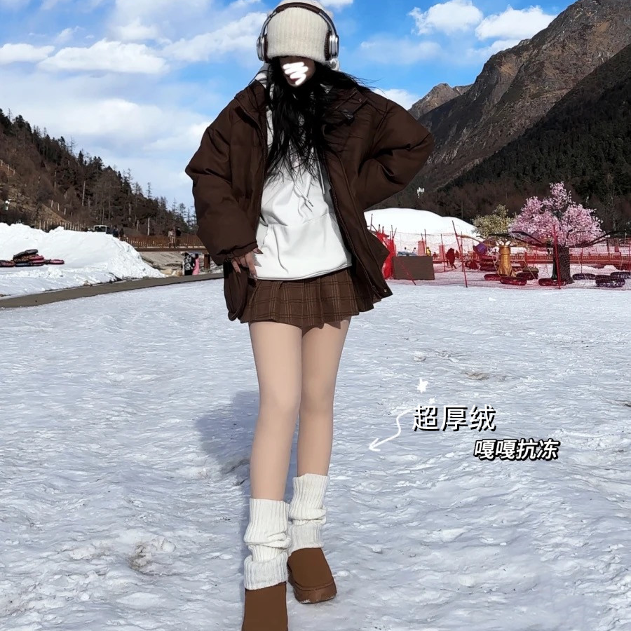 双层光腿神器女秋冬季裤袜加绒连脚连裤袜加厚丝袜裸感光腿袜底裤
