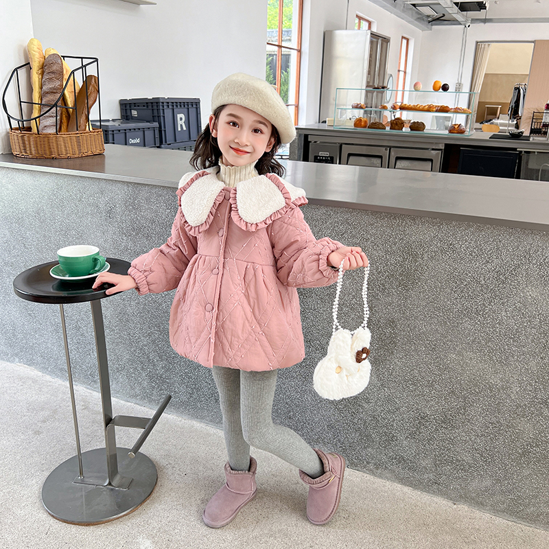 女童送兔子包包航绣棉服冬季新款洋气时尚女宝宝甜美可爱棉外套潮