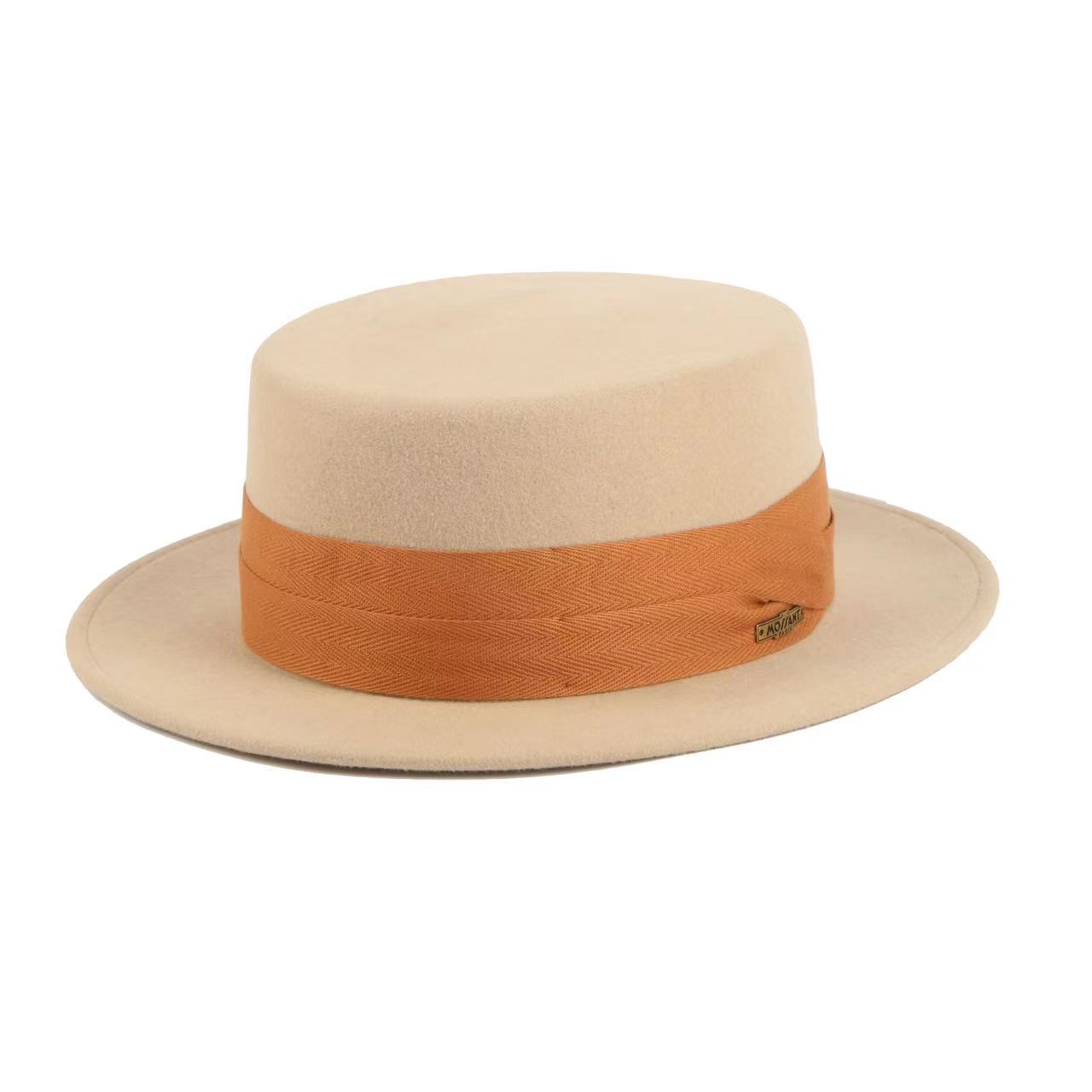 MOSSANT2025秋冬时尚·毛呢澳洲羊毛Boater洋气礼帽帽子百搭新款