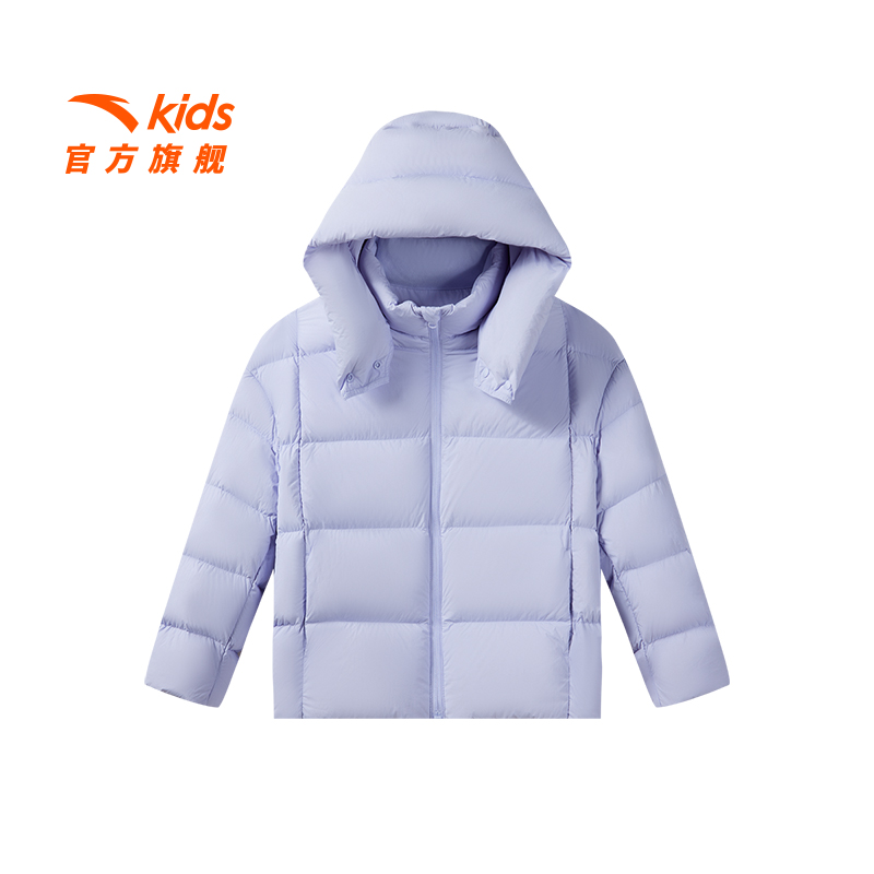 安踏儿童女大童羽绒服2024冬季新款保暖青少年抗寒连帽羽绒服8905