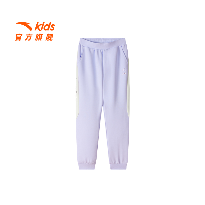 安踏儿童女童针织运动长裤2024秋季新款舒适柔软青少年运动裤7709