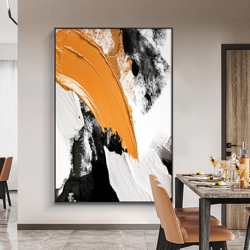 现代抽象色彩玄关装饰画简约大气餐厅走廊挂画油画轻奢客厅大壁画