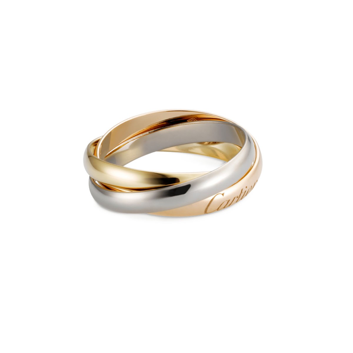 99新 Cartier/卡地亚 TRINITY系列 玫瑰金黄金白金三环三色戒指