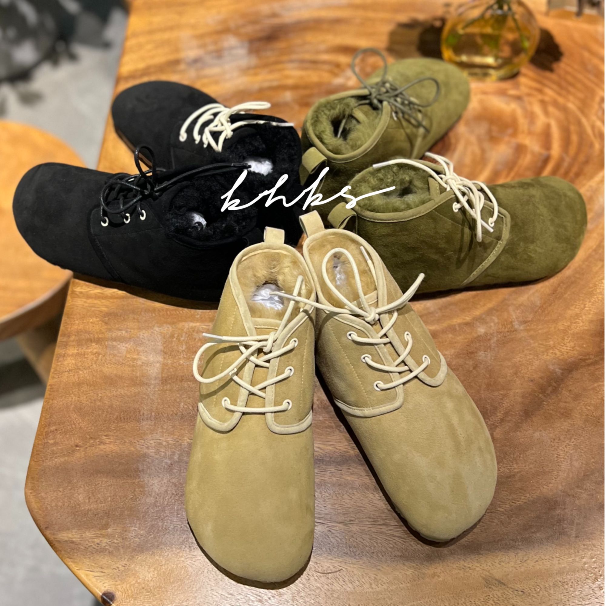 设计师风极简风博肯鞋头羊皮毛一体雪地靴低帮时尚真皮平底